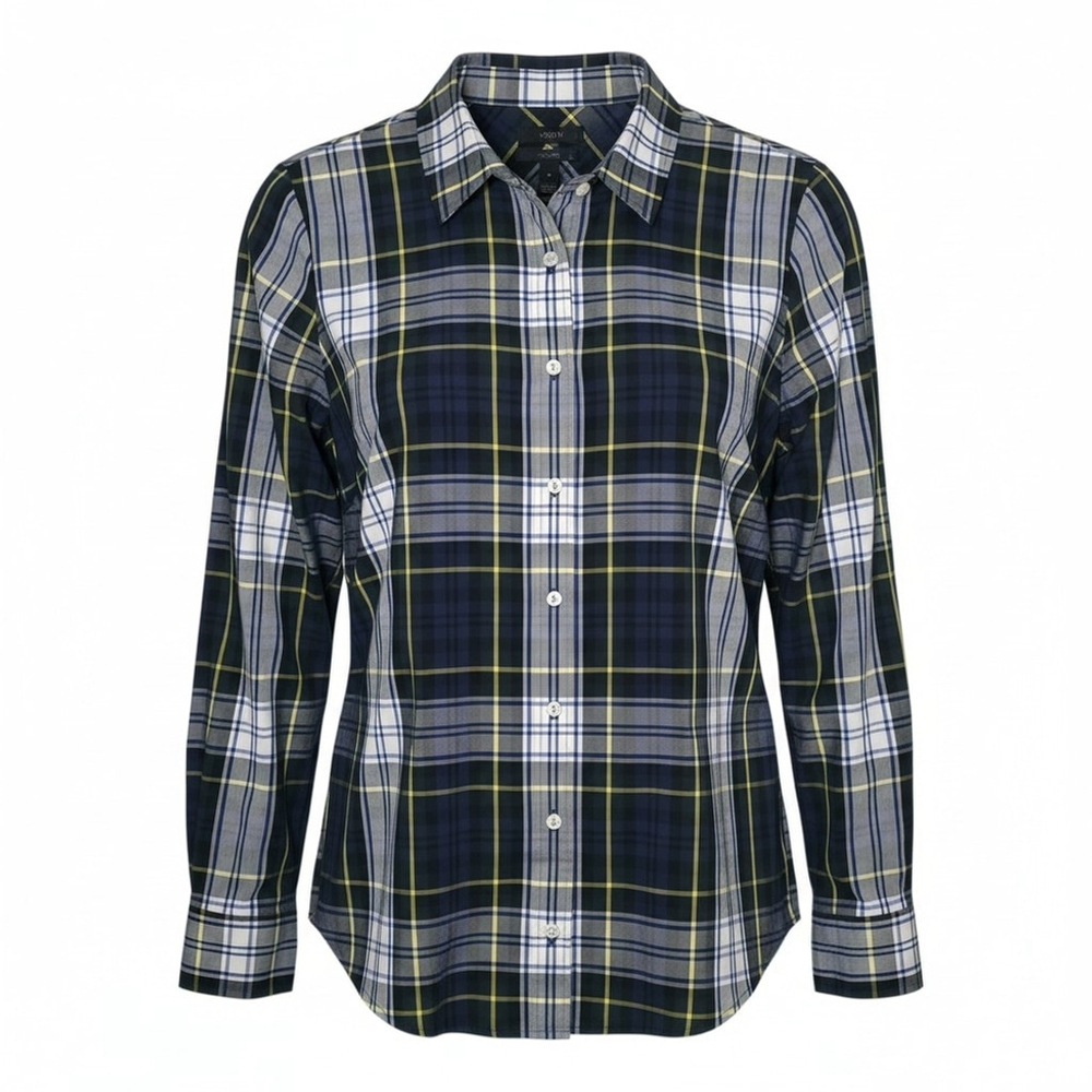 J.Crew Perfect Shirt Size 10 Navy Plaid Button Down 100% Cotton Classic Fit
